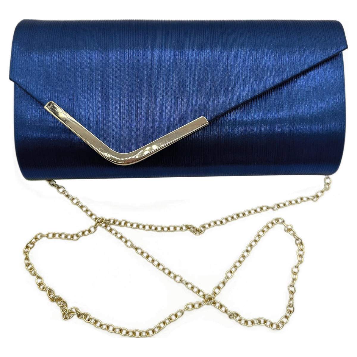 Blue Clutch Bag with Gold Detail