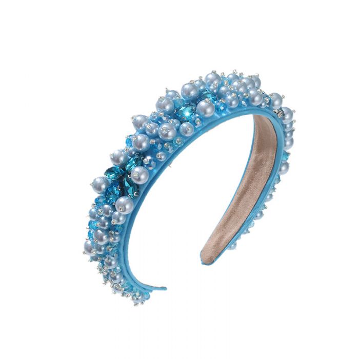 Hairband Blue Pearls and Crystals
