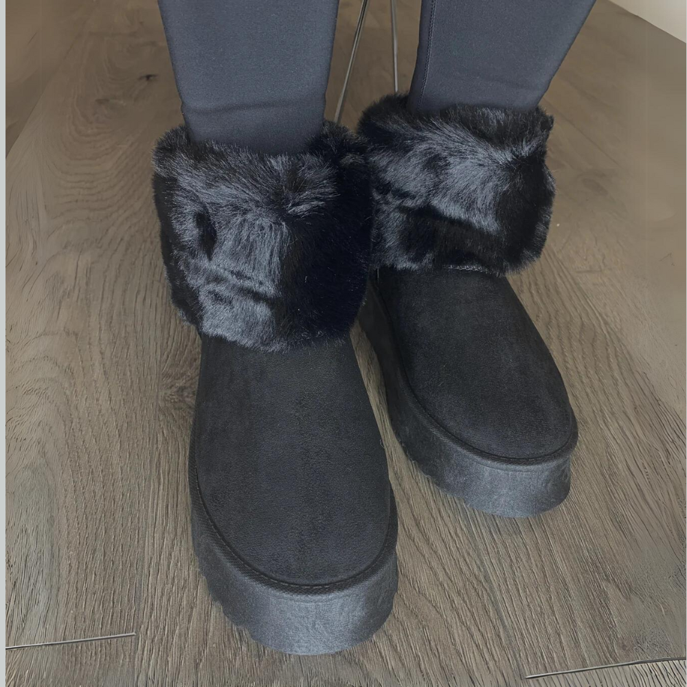 Boots Black Ankle Faux Fur