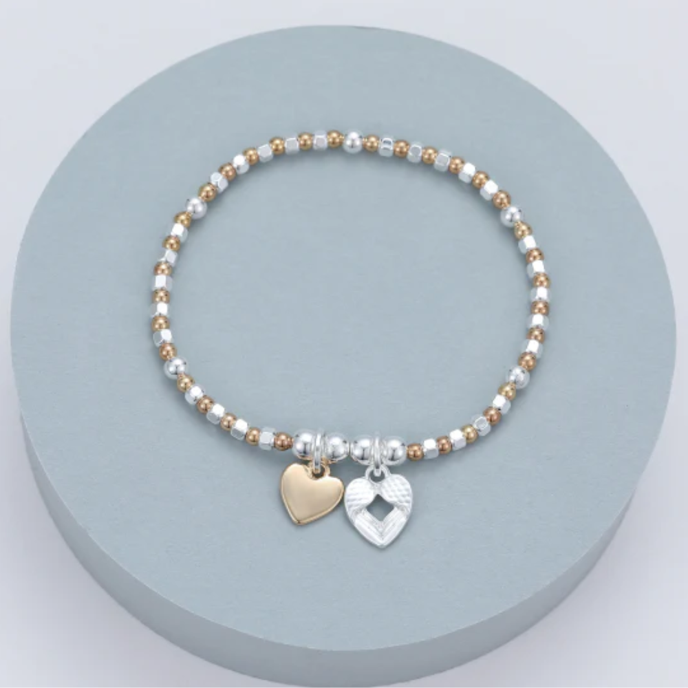 Bracelet Elasticated Silver Rose Gold Charms