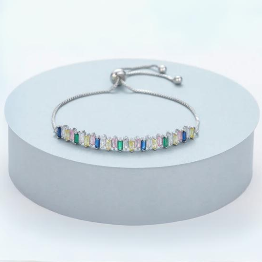 Bracelet Silver Adjustable Multi Coloured