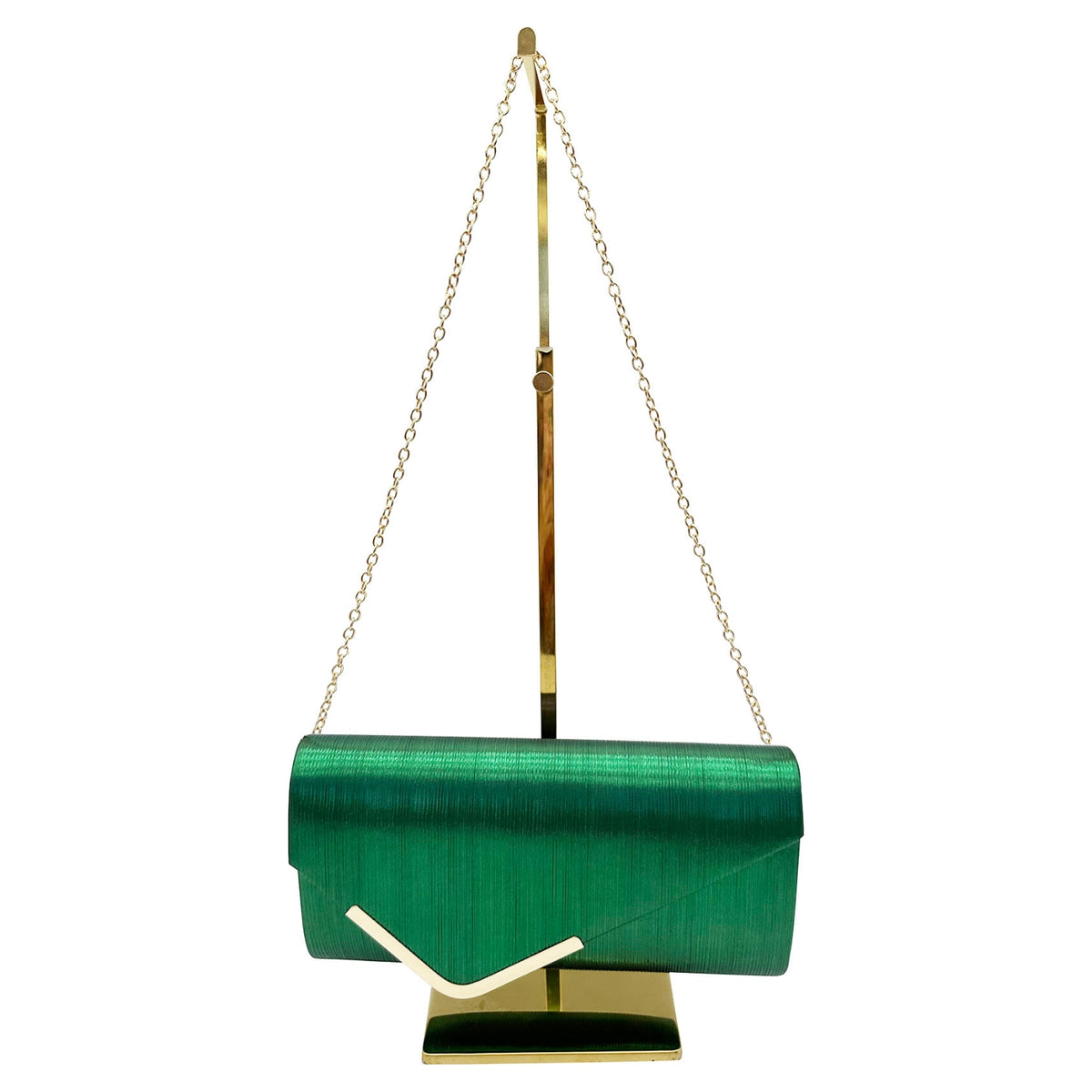 Green Clutch Bag with Gold Detail