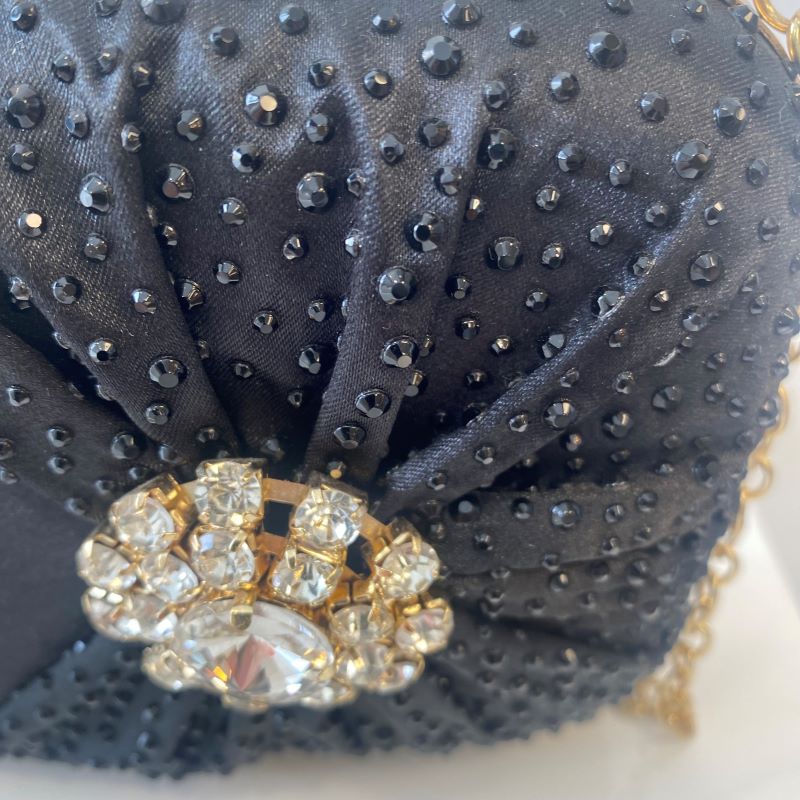 Black Clutch Bag with Crystal Embelishment