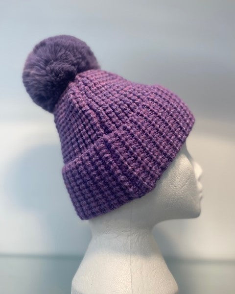 Pom Pom Hat Purple