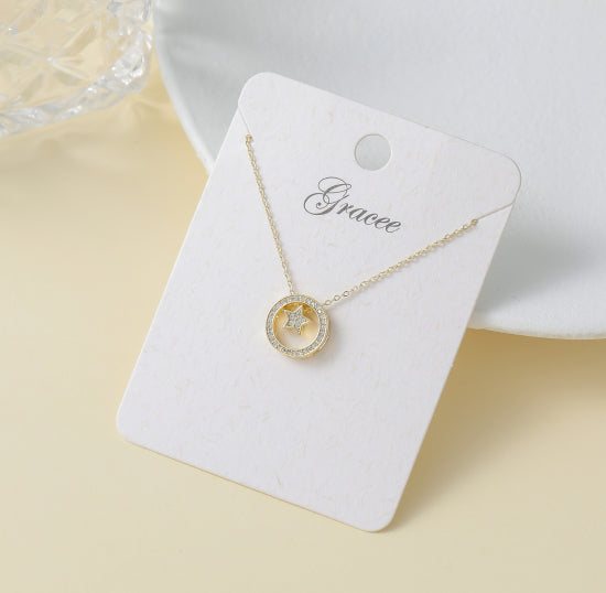 Necklace Short Gold Chain Circle with star insert