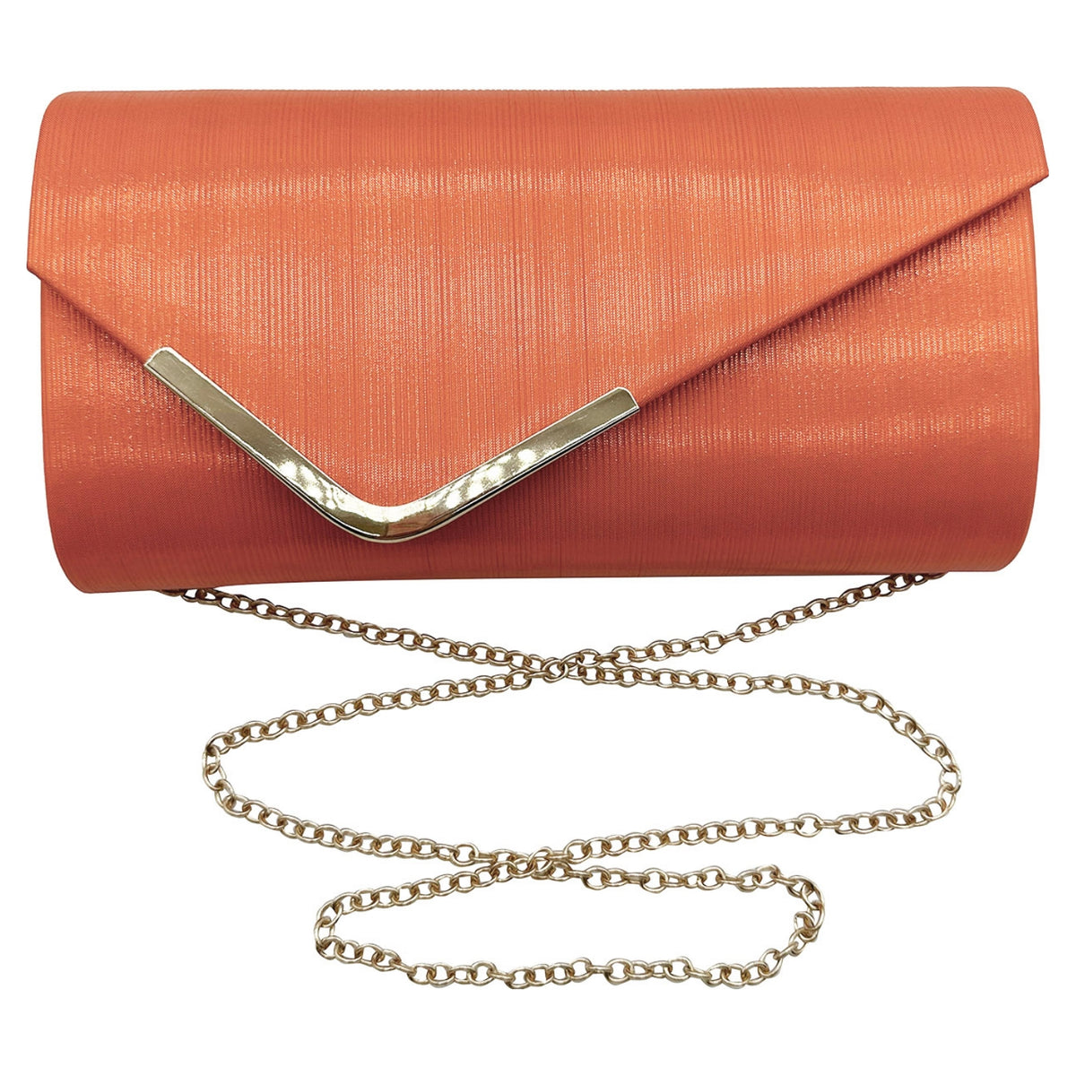 Orange Clutch Bag with Gold Trim