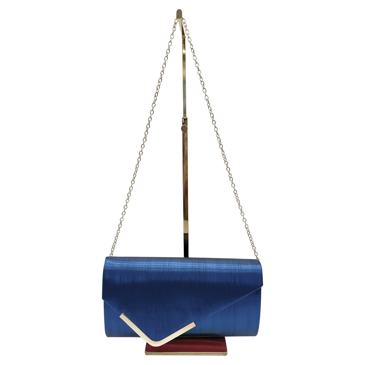 Blue Clutch Bag with Gold Detail