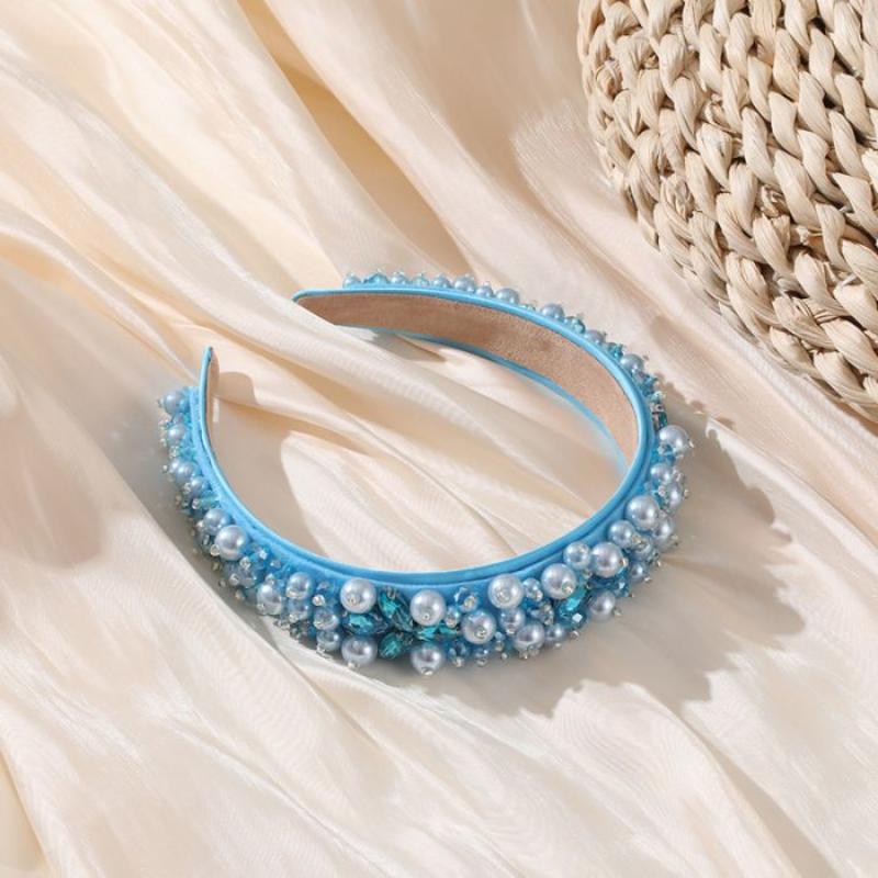 Hairband Blue Pearls and Crystals