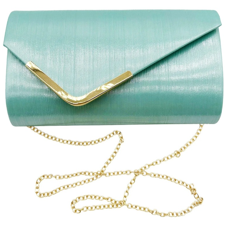 Mint  Clutch Bag with Gold Detail