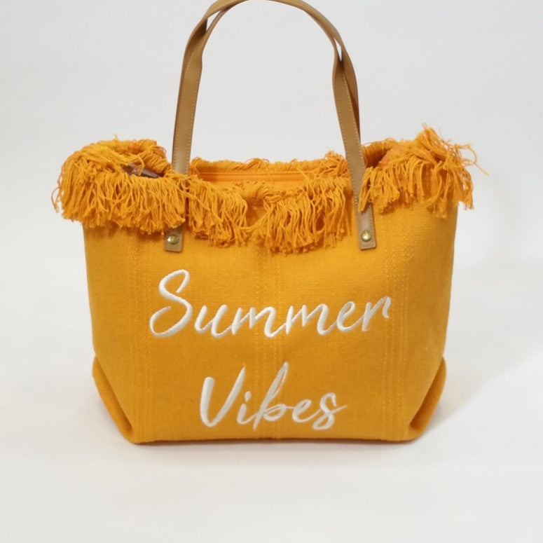Fringed Embroidered Beach Bag