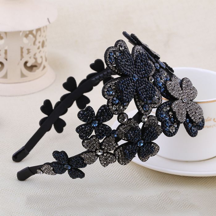Hairband Navy and Rose Gold Crystals