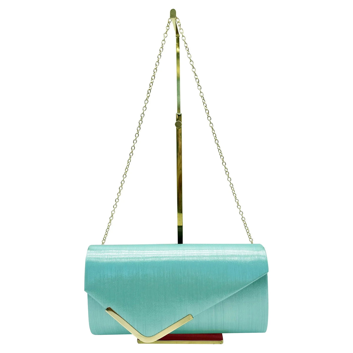 Mint  Clutch Bag with Gold Detail